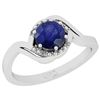 Image 1 : Certified 0.74 Ctw I2/I3 Blue Sapphire And Diamond 14k
