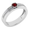Certified 0.29 Ctw Garnet And Diamond 18k White Gold Ri