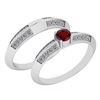 Certified 0.55 Ctw Garnet And Diamond VS/SI1 2 Pcs Ring