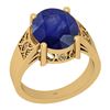 Image 1 : Certified 4.94 Ctw I2/I3 Blue Sapphire And Diamond 14K