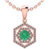 Certified 0.69 Ctw Emerald And Diamond 18K Rose Gold Ha
