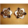 Image 1 : 14K Gold Citrine Mother-of-Pearl Onyx Earrings #1906460