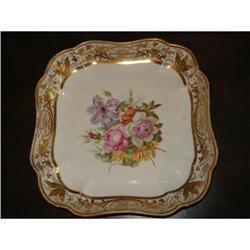 Antique Crown Derby Square Botanical Dish #1906693