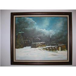 D. Humphrey , Winter scene oil on canvas! #1916780