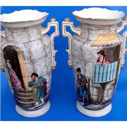 WELL PAINTED OLD PARIS PAIR OF VASES EXTRA NICE#1934748