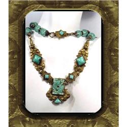 DECO vintage peking glass Egyptian necklace #1935100