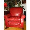 Image 1 : Red Leather Hi Back Vintage Arm Chair! #1935120