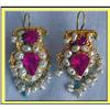 Image 1 : BUKHARA 22CARAT GOLD PEARL EARRINGS RED STONE 2#1935308