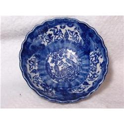 1900'S FLOW BLUE  BOWL with PANDA BEARS by #1941861