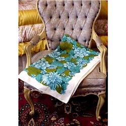 Lovely Vntg. Tablecloth Blue Floral Decorations#1942018
