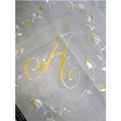 SILK EMBROIDERY HANKY MONOGRAM "A" #1942033