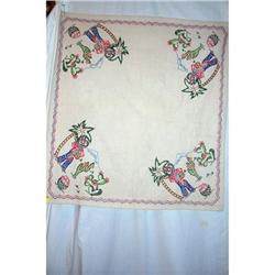 Vintage Embroidered Mexican Tablecloth #1942214