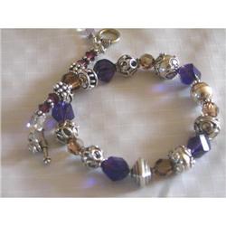 Smoky topaz color, Purple Sterling bracelet #1942227