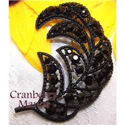 Vintage Black Japanned Feather Brooch by Weiss #1942235