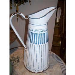 French Enameled Metalware Tall Pitcher #1942244