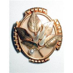 Art Nouveau Brooch Etruscan Gilt Brass #1942284