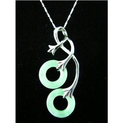 Unique Jade Circle Sterling Silver Pendant #1942300