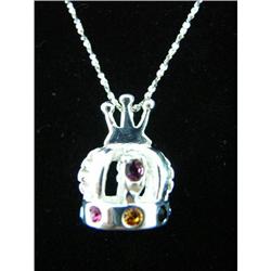 Multi-stone Crown Sterling Silver Pendant #1942304