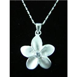 White Topaz Flower Sterling Silver Pendant #1942317