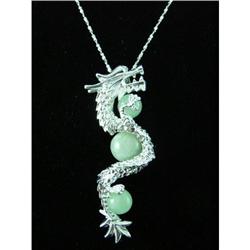 Jade Bead & Dragon Pendant Sterling Silver #1942365