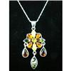 Image 1 : Multi-Color Amber Sterling Silver Pendant #1942374