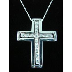 White Topaz Cross Sterling Silver Pendant #1942408