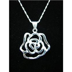 Designer Style Rose Sterling Silver Pendant #1942409