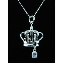 Topaz Crown & Heart Sterling Silver Pendant #1942429