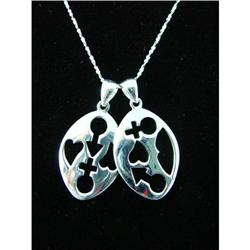 His & Hers Heart & Lip Sterling Silver Pendant #1942434