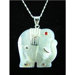 MOP Pearl Elephant Sterling Silver Pendan #1942438