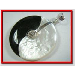 MOP & Onyx YingYang Sterling Silver Pendant #1942439