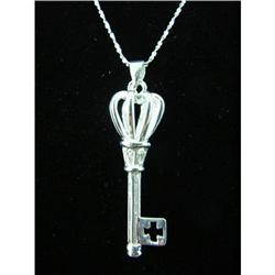 Fancy Skeleton Key Sterling Silver Pendant #1942449