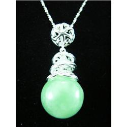 Jade Dangle Necklace Sterling Silver Pendant #1942460