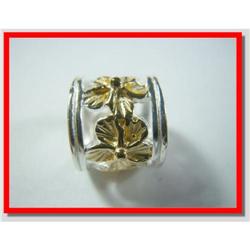 Flower Silver W/Gold Sterling Silver Pendant #1942463