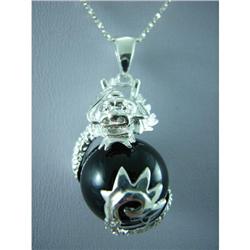 Black Onyx Dragon Sterling Silver Pendant #1942469