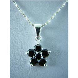 Black Onyx Flower Sterling Silver Pendant #1942471