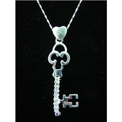Topaz Heart & Key Sterling Silver Pendant #1942473