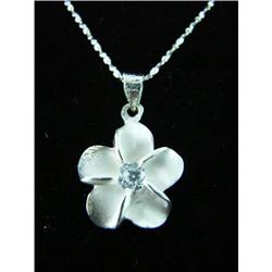 White Topaz Flower Sterling Silver Pendant #1942485