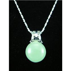 Jade Bead Necklace Sterling Silver Pendant #1942486