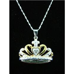 Crown Heart w/24K Gold Sterling Silver Penant #1942487