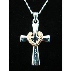 Signed Cross & Wreath Sterling Silver Pendant #1942528