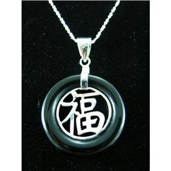 Onyx  Happiness  Sterling Silver Pendant #1942537