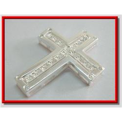 White Topaz Cross Sterling Silver Pendant #1942544