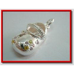 Multi-Gemstone Slipper Sterling Silver Pendant #1942548