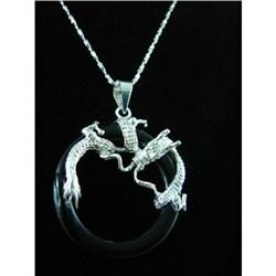 Black Onyx Hoop Sterling Silver Pendant #1942550