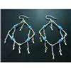 Image 1 : Turquoise Hoop Sterling Silver Earrings #1942595