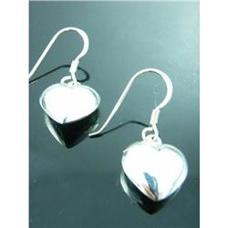 Handmade 3D Heart Sterling Silver Earrings #1942668