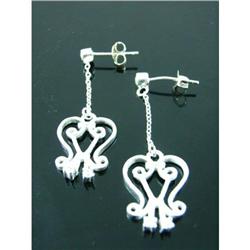 White Topaz Dangle Sterling Silver Earrings #1942672