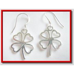 4-Leaf Clover Solid Sterling Silver Earrlings #1942673