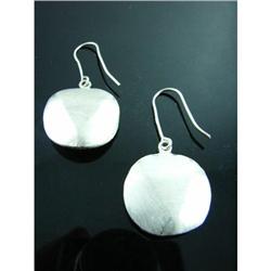 Designer Disk Dangle Earrings Silver Earrlings #1942674